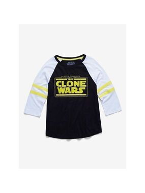 Star Wars: The Clone Wars Striped Sleeve Women's Raglan T-Shirt (Small)